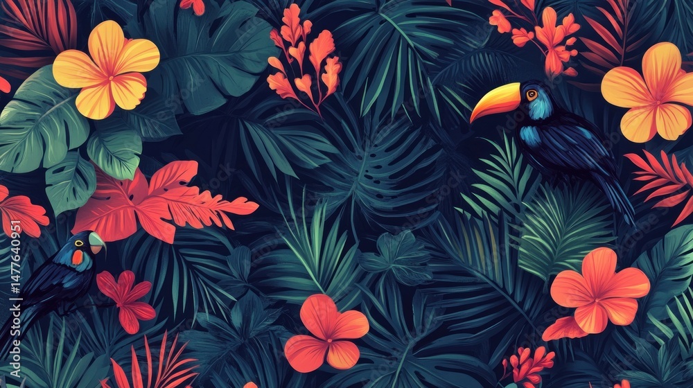Tropical jungle floral pattern