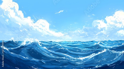 Vast ocean panorama with a light sky.