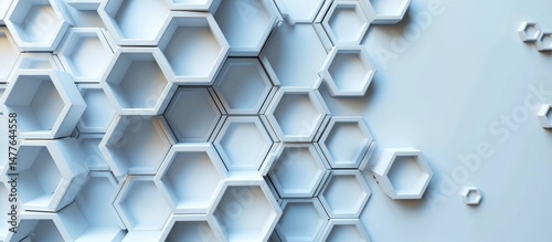 Geometric Honeycomb Pattern in Soft Blue Colors