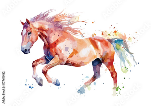 running horse isolated on white