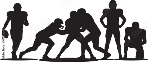 Soccer Players Silhouette Set: A collection of six dynamic soccer players silhouettes captured in action, showcasing various dribbling techniques and athletic postures. 