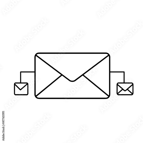 Outline of envelope with multiple messages in minimalistic style  