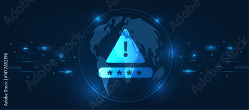 password protection alert in abstract blue background