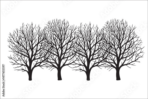 Tree Silhouettes Vector Set – Aspen, Cherry, Fir, Palm & More in Black
