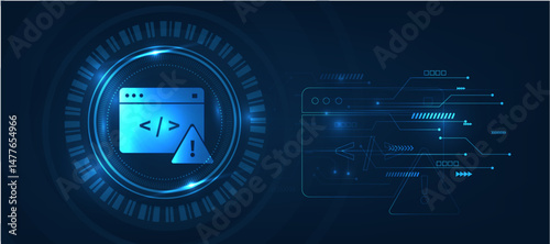 code error alert for developer blue technology background