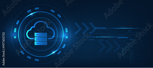 cloud computing data store in cloud server icon  digital concept