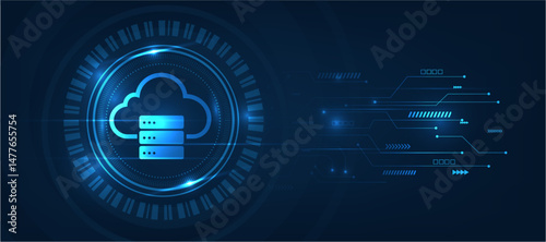 cloud computing data store in cloud server icon  digital concept