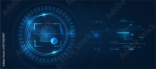biometric fingerprint lock system concept icon 