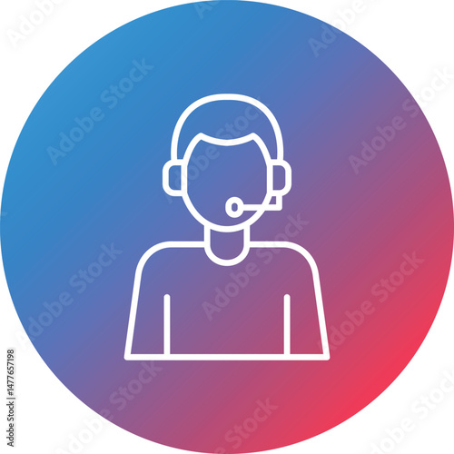 Customer Service Agent Line Gradient Circle Background Icon