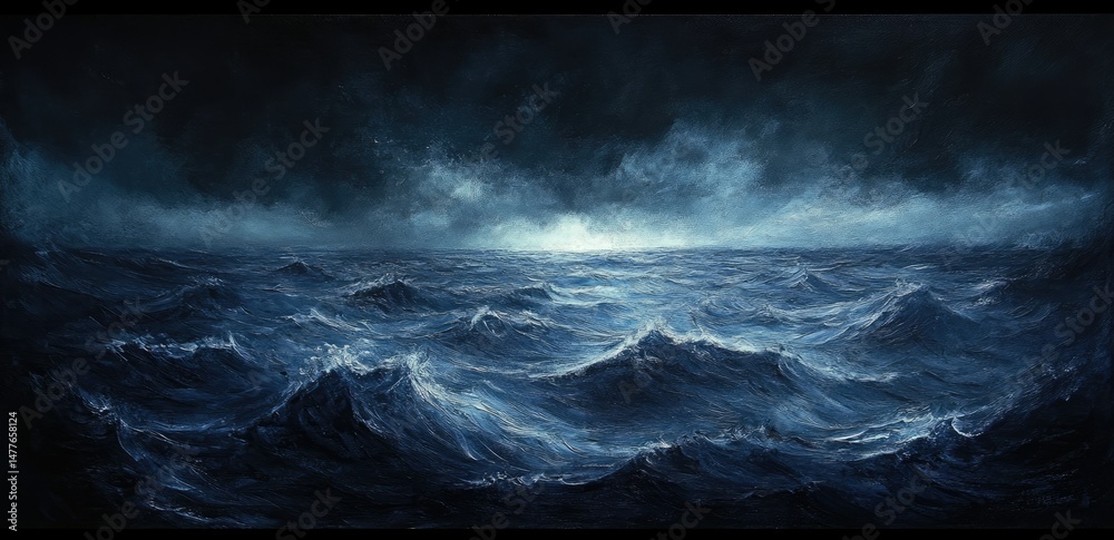 Obraz premium Dark Ocean Stormy Waves.
