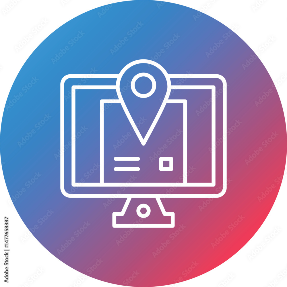 Online Shipment Tracking Line Gradient Circle Background Icon Online Shipment Tracking Line Gradient Circle Background Icon