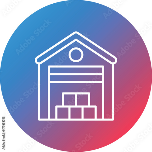 Warehouse Line Gradient Circle Background Icon