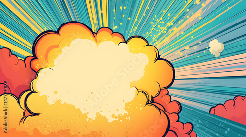 Colorful Explosion Background with Dynamic Rays and Clouds