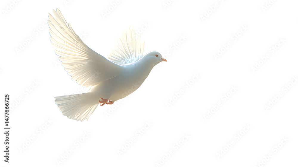 Obraz premium Graceful White Dove in Flight Surrounded by Light Symbolizing Peace and Freedom