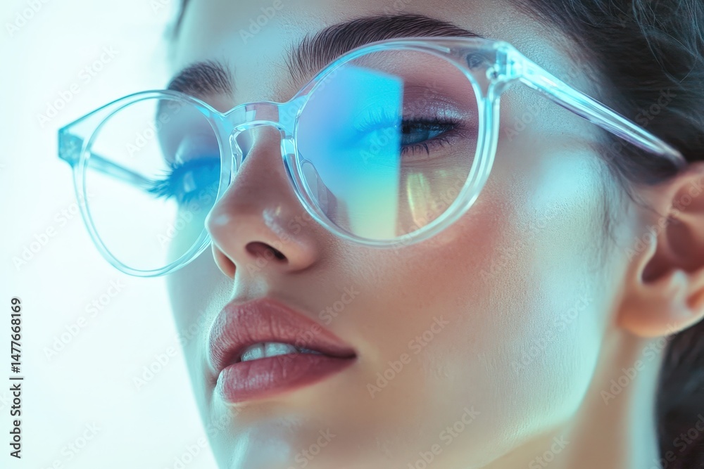 Close-up portrait of a young woman wearing stylish glasses. Close-up portrait of a young woman wearing stylish glasses.