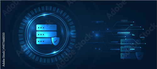 data server data base protection  icon  futuristic modern cyber background