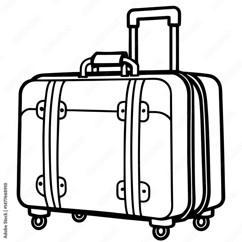 Simple Black Luggage Silhouette on White Background Simple Black Luggage Silhouette on White Background