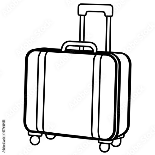 Simple Black Luggage Silhouette on White Background