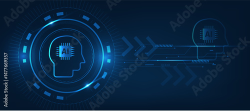 artificial intelligence chip in robotic technology with futuristic modern cyber background