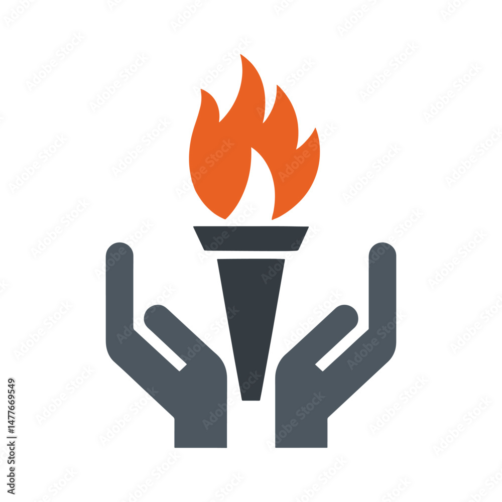 Hand holding a fire torch vector icon design