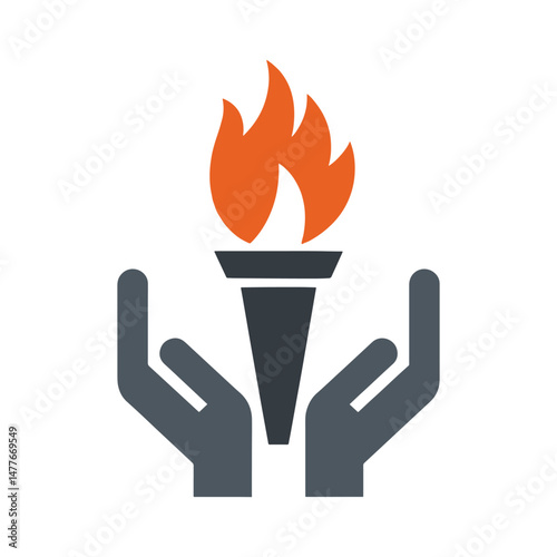 Hand holding a fire torch vector icon design