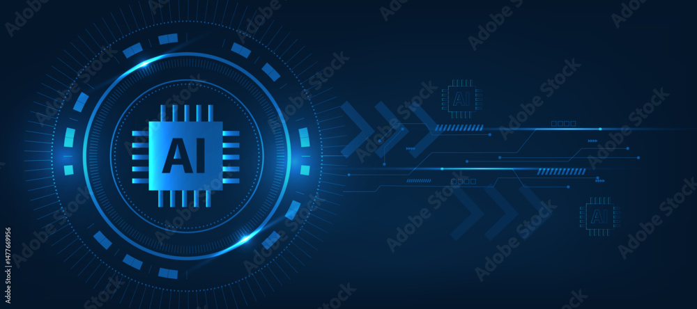 Obraz premium artificial intelligence chip with futuristic modern cyber background