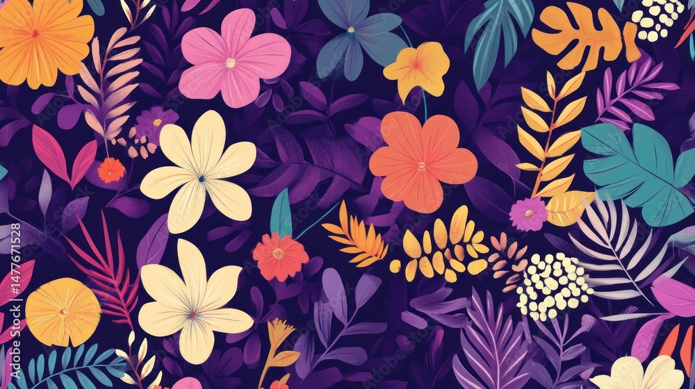 Fototapeta premium Vibrant floral pattern (70)