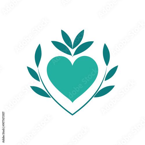 heart symbol with leaves vector