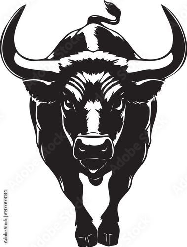 Bull Standing full body silhouette bull vector