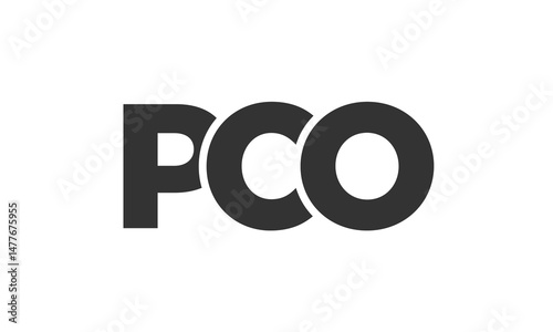 PCO logo design template with strong and modern bold text. Initial based vector logotype featuring simple and minimal typography. Trendy company identity.
