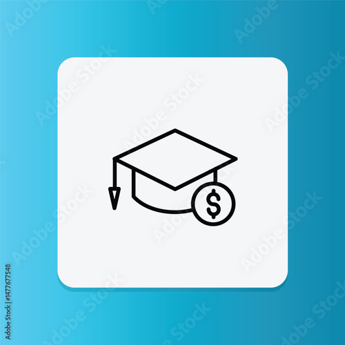 Student loan icon with graduation cap and dollar symbol.