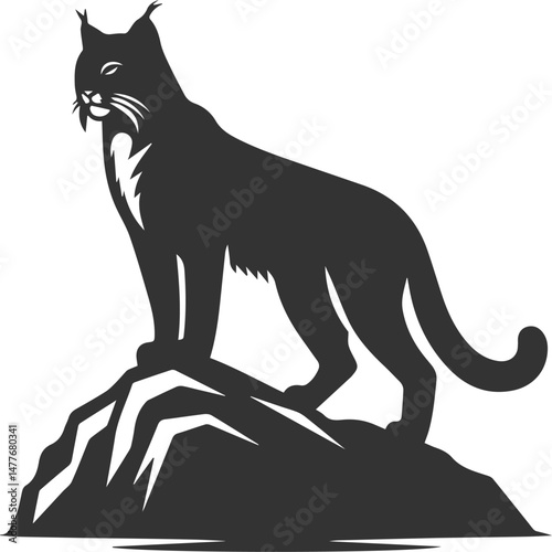 Vector animal silhouette of a bobcat