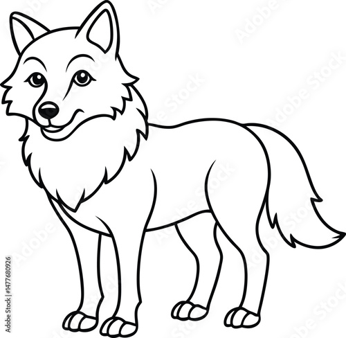Wolf line art, wolf head line art, wolf silhouette