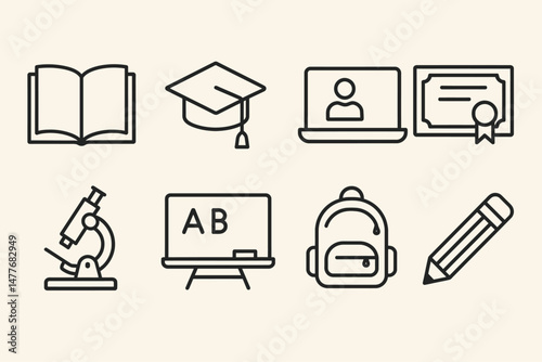 Online Learning and Education Icons Outline Set vector