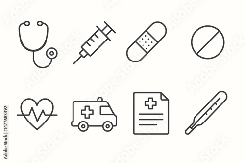 Healthcare and Medical Line Icons Set vector