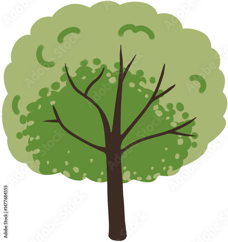 hand-drawn cartoon-style tree illustrations