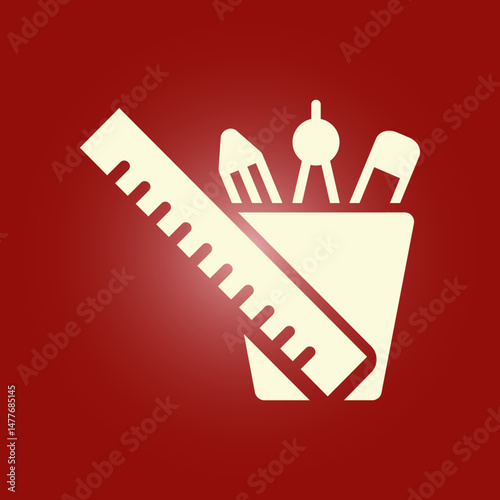 Pencil and ruler trendy artwork delightful abstract vector illustration colorful useful design