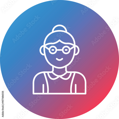 Grandmother Line Gradient Circle Background Icon