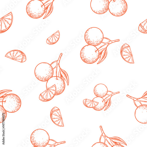 orange seamless pattern with hand drawing style.
