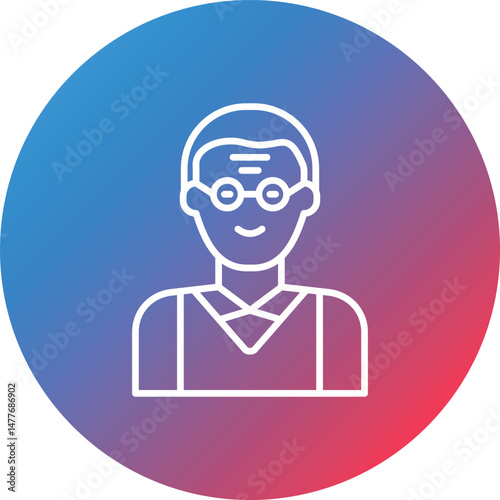 Grandfather Line Gradient Circle Background Icon