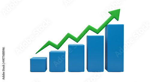 Blue bar graph with a green arrow pointing upwards Free Download Blue bar graph with a green arrow pointing upwards - GFXLoad