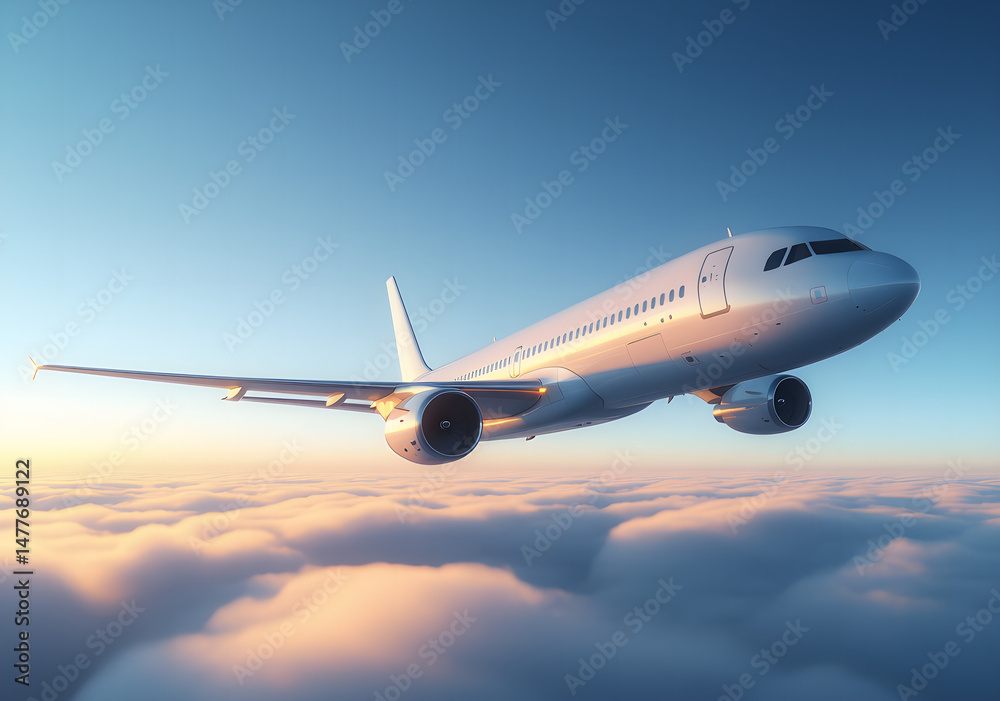 Obraz premium Flight Above the Clouds: Passenger Jet in the Sky