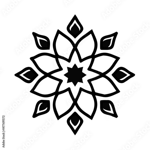 Black geometric floral pattern with intricate design for Eid al-Adha  