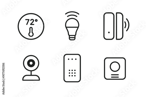Smart Home Sensor and Device Line Icons vector