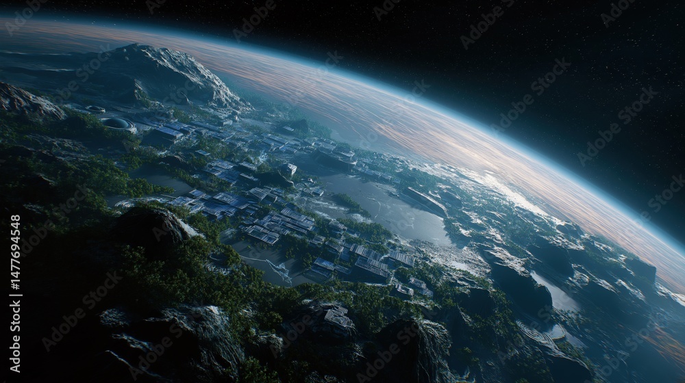 Obraz premium Alien Megacity from Orbit