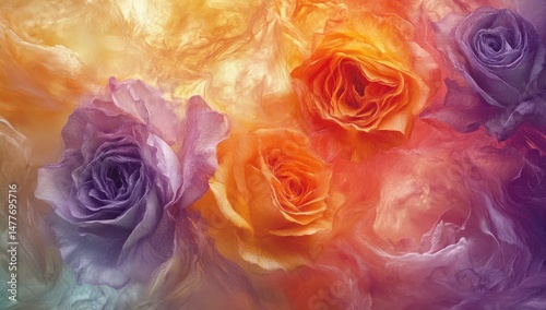 Colorful Roses Floral Background.