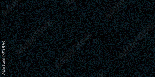 Turing reaction diffusion monochrome seamless pattern with chaotic motion .Linear design with biological shapes. Organic lines in memphis. abstract turing organic wallpaper background .	