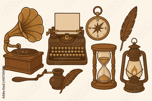 Vintage Objects and Tools in Retro Style vector