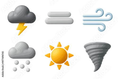 3D Weather Forecast Icons in Modern Style vector