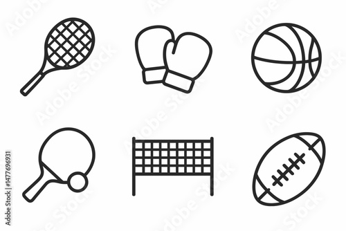 Black Line Icons of Popular Sports vector